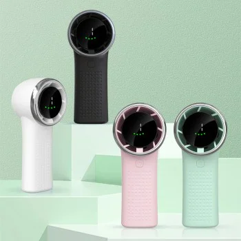 Techsuit - Премиум мини ръчен вентилатор (A8) - с LED дигитален дисплей, USB-C презареждаем, 5 скорости на вятъра, 3600mAh - черен