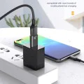 Techsuit - Премиум OTG адаптер HyperPort (A2) - USB към Type-C, 5Gbps, 6A, 120W, конвертор за компютър/лаптоп - черен / оранжев