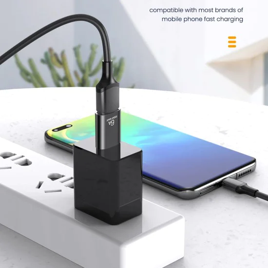 Techsuit - Премиум OTG адаптер HyperPort (A2) - USB към Type-C, 5Gbps, 6A, 120W, конвертор за компютър/лаптоп - черен / оранжев