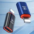 Techsuit - Премиум OTG адаптер HyperPort (A3) - Type-C мъжки към Lightning женски, PD20W, конвертор за iPhone - черен / оранжев
