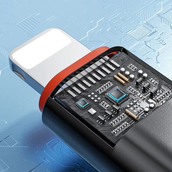 Techsuit - Премиум OTG адаптер HyperPort (A3) - Type-C мъжки към Lightning женски, PD20W, конвертор за iPhone - черен / оранжев