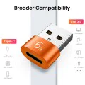 Techsuit - Премиум OTG адаптер HyperPort (A4) - Type-C към USB, 5Gbps, 6A, 120W, конвертор за телефон - черен / оранжев