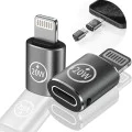 Techsuit - Премиум OTG адаптер TitanCoreX (A11) - Type-C към Lightning, 3A, алуминиева сплав, Plug&Play, бърз трансфер - сив
