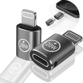 Techsuit - Премиум OTG адаптер TitanCoreX (A11) - Type-C към Lightning, 3A, алуминиева сплав, Plug&Play, бърз трансфер - сив