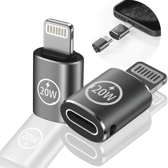 Techsuit - Премиум OTG адаптер TitanCoreX (A11) - Type-C към Lightning, 3A, алуминиева сплав, Plug&Play, бърз трансфер - сив
