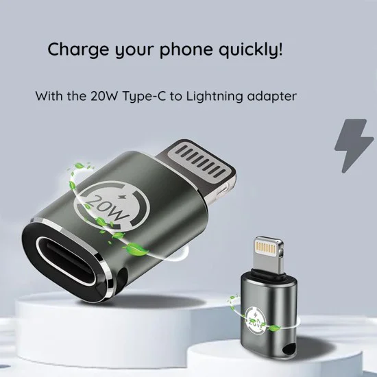 Techsuit - Премиум OTG адаптер TitanCoreX (A11) - Type-C към Lightning, 3A, алуминиева сплав, Plug&Play, бърз трансфер - сив