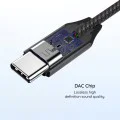 Techsuit - Премиум кабелен адаптер MusicDoX (AC8) - Type-C към Jack, Hi-Fi звук, DAC чип, 3A, 0.1 м - Сив