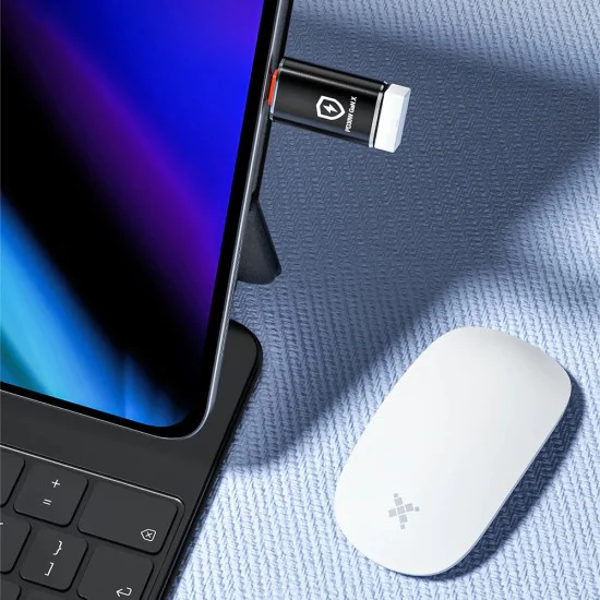 Techsuit - Премиум OTG адаптер HyperPort (A6) - USB 3.0 към Lightning, PD30W, 5Gbps, GaN, конвертор за iPhone - черен / оранжев