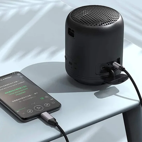 Techsuit - Премиум кабелен адаптер SoundShell (AC9) - USB-C към 3.5 мм жак, DAC чип, 16bit/48Khz, 1.5 м - Сив