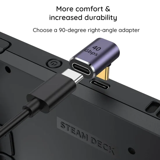 Techsuit - Премиум OTG адаптер TitanCoreX (A12) - Type-C към Type-C, 40Gbps, 3A, Plug and Play, поддръжка на бързо зареждане PD - сив