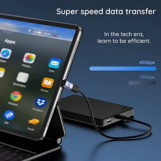 Techsuit - Премиум OTG адаптер TitanCoreX (A12) - Type-C към Type-C, 40Gbps, 3A, Plug and Play, поддръжка на бързо зареждане PD - сив