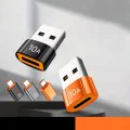 Techsuit - Премиум OTG адаптер HyperPort (A7) - Type-C към USB 3.0, 5Gbps, 10A, конвертор за телефон - черен / оранжев