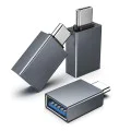 Techsuit - Премиум OTG адаптер SlateVolt (A8) - USB 3.0 към Type-C, 5Gbps, 3A, алуминиева сплав, бърз трансфер на данни - сив
