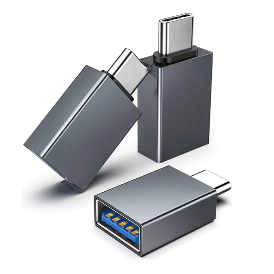 Techsuit - Премиум OTG адаптер SlateVolt (A8) - USB 3.0 към Type-C, 5Gbps, 3A, алуминиева сплав, бърз трансфер на данни - сив