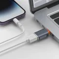 Techsuit - Премиум OTG адаптер SlateVolt (A9) - USB към Type-C, 5Gbps, 6A, 120W, Plug and Play, бърз трансфер на данни - сив/оранжев