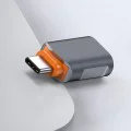 Techsuit - Премиум OTG адаптер SlateVolt (A9) - USB към Type-C, 5Gbps, 6A, 120W, Plug and Play, бърз трансфер на данни - сив/оранжев