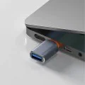 Techsuit - Премиум OTG адаптер SlateVolt (A9) - USB към Type-C, 5Gbps, 6A, 120W, Plug and Play, бърз трансфер на данни - сив/оранжев