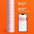 Bitvae - Електрическа четка за зъби (S2 Smart) - Ултразвукова, Мека, 8 глави, Калъф, Сензор за налягане с червена светлина, 5 режима, 1400mAh - Розова