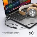Techsuit - Премиум кабелен адаптер SonicPiX (AC14) - Type-C към 3.5 мм жак, 3A, DAC чип, алуминий, цифров декодер, 0.1 м - сив