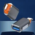 Techsuit - Премиум OTG адаптер SlateVolt (A9) - USB към Type-C, 5Gbps, 6A, 120W, Plug and Play, бърз трансфер на данни - сив/оранжев