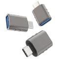 Techsuit - Премиум OTG адаптер SlateVolt (A10) - USB 3.0 към Type-C, 5Gbps, 3A, цинкова сплав, поддръжка за Thunderbolt 3 - сив