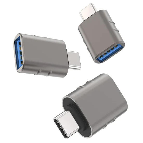 Techsuit - Премиум OTG адаптер SlateVolt (A10) - USB 3.0 към Type-C, 5Gbps, 3A, цинкова сплав, поддръжка за Thunderbolt 3 - сив