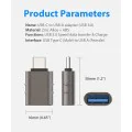 Techsuit - Премиум OTG адаптер SlateVolt (A10) - USB 3.0 към Type-C, 5Gbps, 3A, цинкова сплав, поддръжка за Thunderbolt 3 - сив