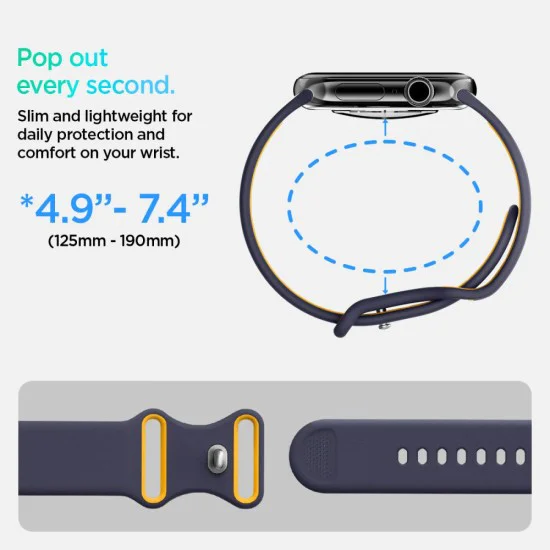 Каишка за Apple Watch 1/2/3/4/5/6/7/8/9/10/SE/SE 2 (38/40/41/42mm) - Spigen - Nano Pop - Син