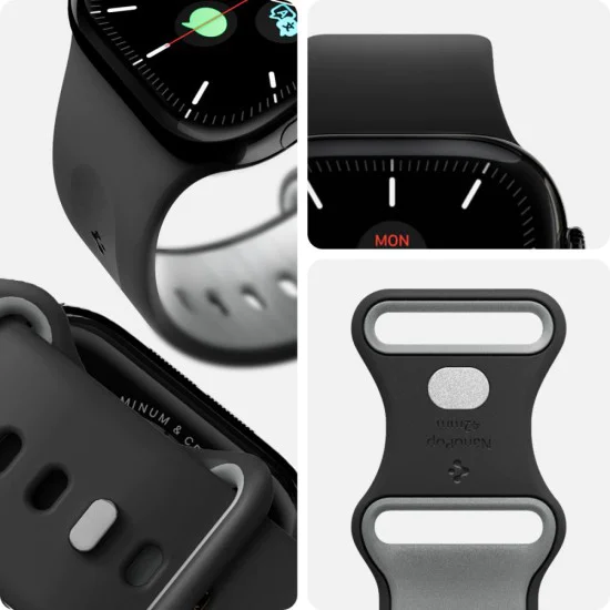 Каишка за Apple Watch 1/2/3/4/5/6/7/8/9/10/SE/SE 2 (38/40/41/42mm) - Spigen - Nano Pop - Черен