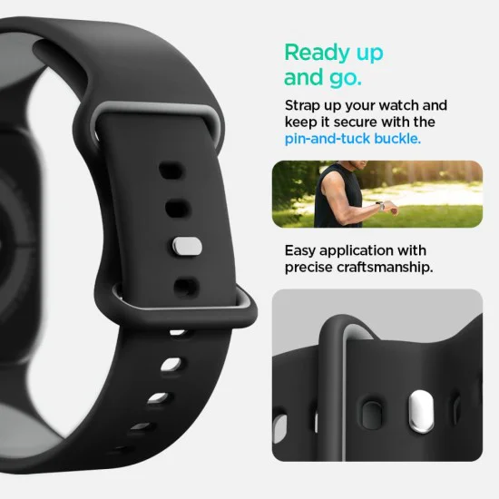 Каишка за Apple Watch 1/2/3/4/5/6/7/8/9/10/SE/SE 2 (38/40/41/42mm) - Spigen - Nano Pop - Черен