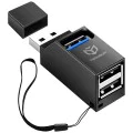 Techsuit - Мини докинг станция EchoLink 3 в 1 (H11) - USB към 2x USB 2.0, 1x USB 3.0, 5Gbps - Черна