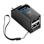 Techsuit - Мини докинг станция EchoLink 3 в 1 (H10) - Type-C към 2x USB 2.0, 1x USB 3.0 - Черна