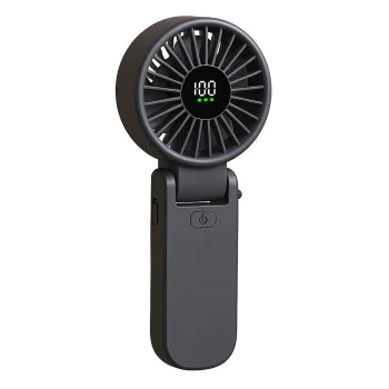 Techsuit - Премиум мини ръчен вентилатор (A10) - с LED дигитален дисплей, USB-C презареждаем, 100 скорости на вятъра, 5400 об/мин - черен