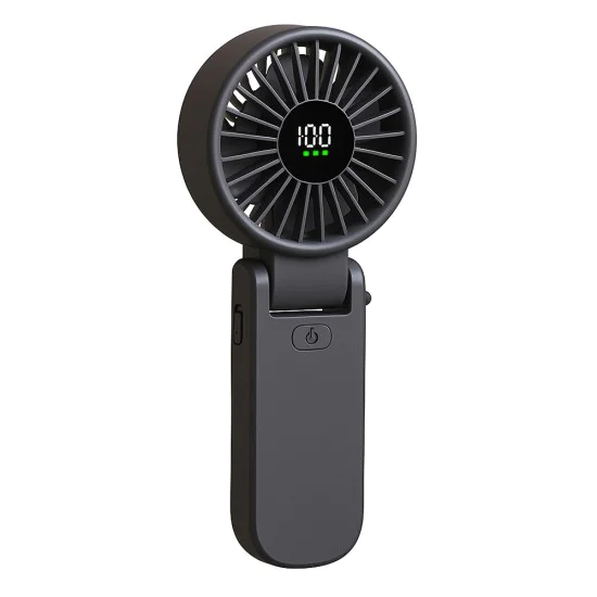 Techsuit - Премиум мини ръчен вентилатор (A10) - с LED дигитален дисплей, USB-C презареждаем, 100 скорости на вятъра, 5400 об/мин - черен