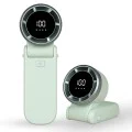 Techsuit - Премиум мини ръчен вентилатор (A9) - с LED дигитален дисплей, USB-C презареждаем, 100 скорости на вятъра, 5000mAh - зелен
