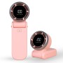 Techsuit - Премиум мини ръчен вентилатор (A9) - с LED дигитален дисплей, USB-C презареждаем, 5 скорости на вятъра, 5000mAh - розов