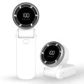 Techsuit - Премиум мини ръчен вентилатор (A9) - с LED дигитален дисплей, USB-C презареждаем, 5 скорости на вятъра, 5000mAh - бял