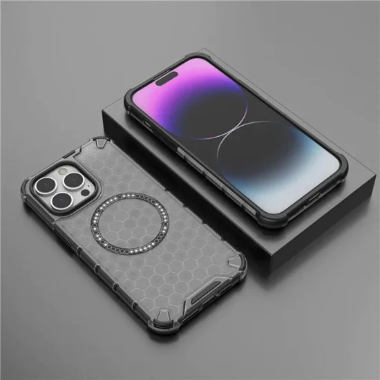 Калъф за iPhone 14 Pro - Techsuit - Honeycomb Shield MagSafe - Черен