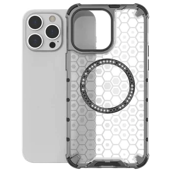 Калъф за iPhone 14 Pro - Techsuit - Honeycomb Shield MagSafe - Бял