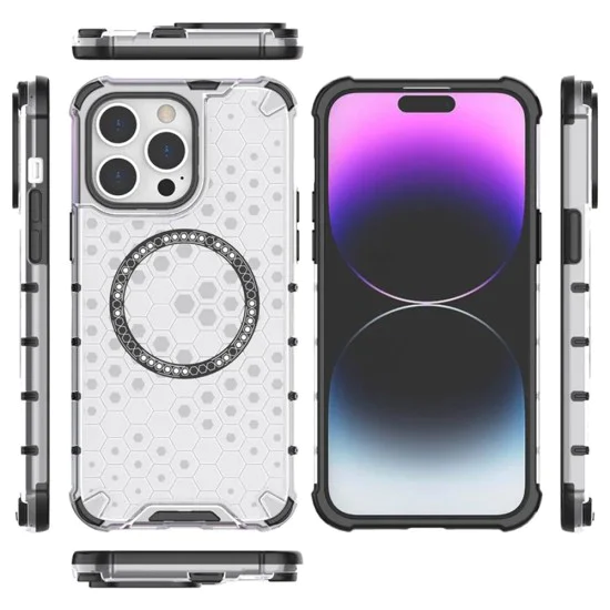 Калъф за iPhone 14 Pro - Techsuit - Honeycomb Shield MagSafe - Бял