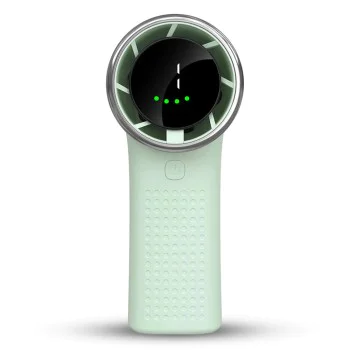 Techsuit - Премиум мини ръчен вентилатор (A8) - с LED дигитален дисплей, USB-C презареждаем, 5 скорости на вятъра, 3600mAh - зелен
