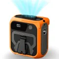 Techsuit - Преносим мини вентилатор Premium (Z13) - с външна батерия, презареждащ се, 5 скорости на вятъра, катарама за колан, 10000mAh - оранжев