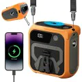 Techsuit - Преносим мини вентилатор Premium (Z13) - с външна батерия, презареждащ се, 5 скорости на вятъра, катарама за колан, 10000mAh - оранжев