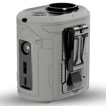 Techsuit - Преносим мини вентилатор Premium (Z14) - с външна батерия, презареждащ се, 5 скорости на вятъра, катарама за колан, 5000mAh - сив