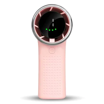 Techsuit - Премиум мини ръчен вентилатор (A8) - с LED дигитален дисплей, USB-C презареждаем, 5 скорости на вятъра, 3600mAh - розов