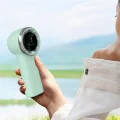 Techsuit - Премиум мини ръчен вентилатор (A8) - с LED дигитален дисплей, USB-C презареждаем, 5 скорости на вятъра, 3600mAh - бял