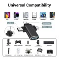Techsuit - Премиум OTG адаптер SoundVoltX (A17) - 4в1, USB към Micro-USB + Type-C + Lightning, Plug and Play - Черен