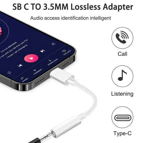 Techsuit - (2 броя) Кабел-адаптер MusicBox (AC18) - Type-C към 3.5 мм жак, DAC чип, 3A, Plug and Play - Бял