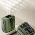 Techsuit - Преносим мини вентилатор Premium (Z13) - с външна батерия, презареждащ се, 5 скорости на вятъра, катарама за колан, 10000mAh - зелен
