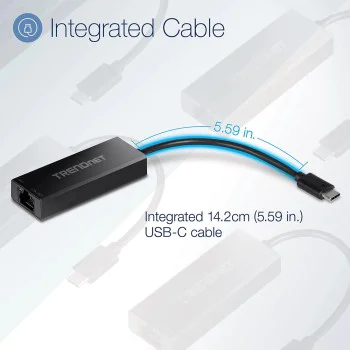 Techsuit - Ethernet адаптер NetLink (AC20) - Type-C мъжки към RJ45 LAN порт женски, 100Mbps, ABS - черен